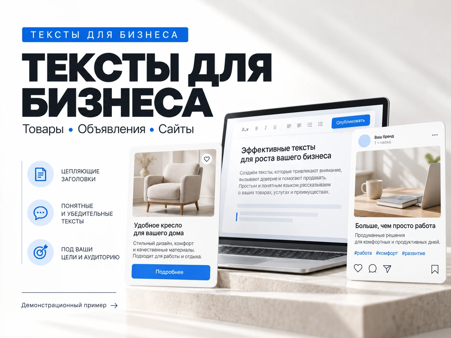 Пример текстового оформления товаров и публикаций
